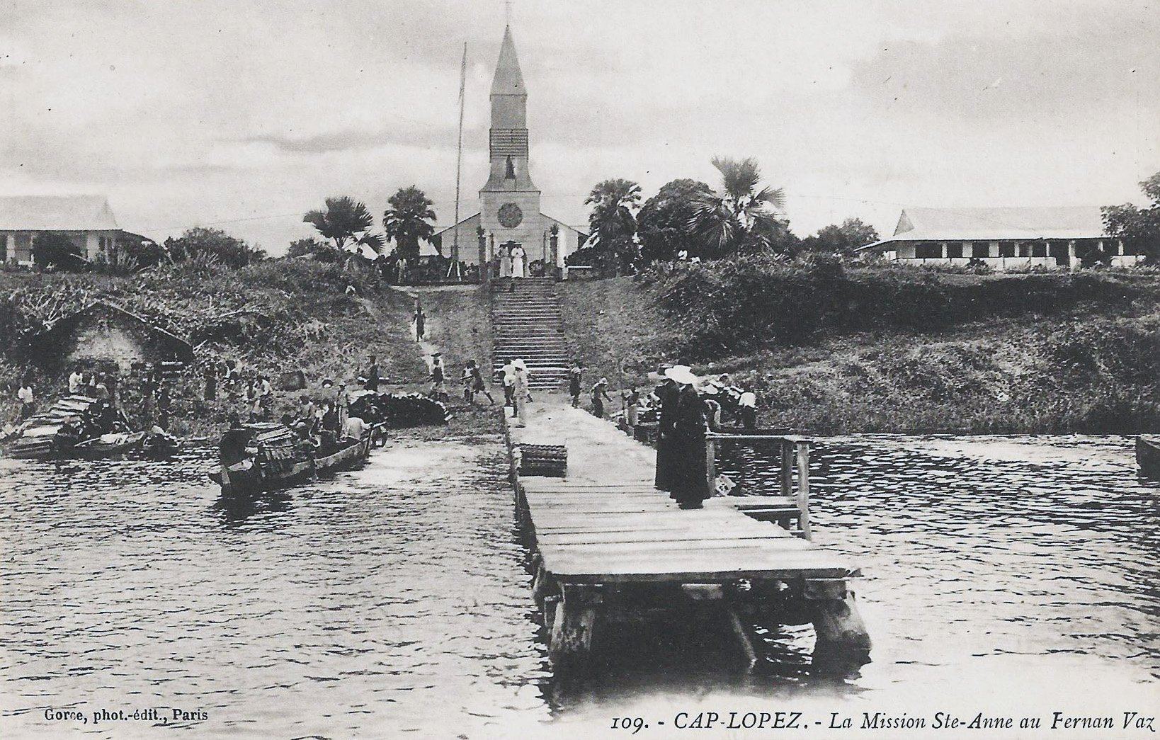 Carte postale ancienne de la mission Sainte-Anne du Fernan Vaz, vers 1907